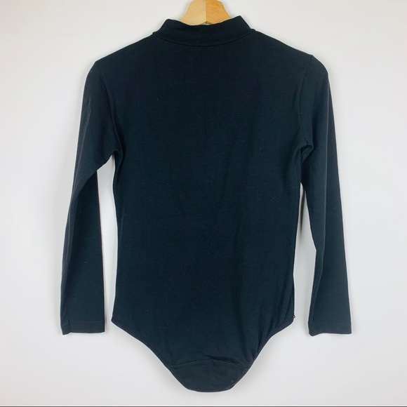 Tops - Long Sleeves Turtle Neck Black Bodysuit